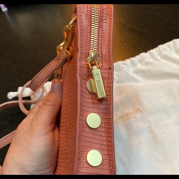 Hammitt Cellphone and card crossbody, pink tile leather with strap and dustbag. - Picture 7 of 8